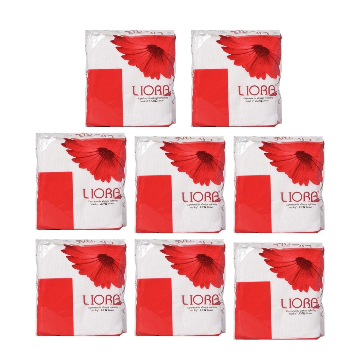 Liora 1 Ply Tissue Paper Napkins Pack of 8 (100 Pulls Each) | 20x23 cm Soft & Absorbent Disposable Paper Napkins | Skin Friendly Tissues for Home, Office, Restaurant, Kitchen & Party Use-image-5