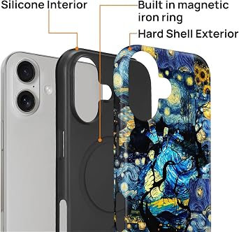 for iPhone 17 Case,Campatible with Magsafe,Featuring A Mixed Double-Layer Protective Matte Shell Design with Glossy Patterns,Durability,Van Gogh Collage Oil Painting.