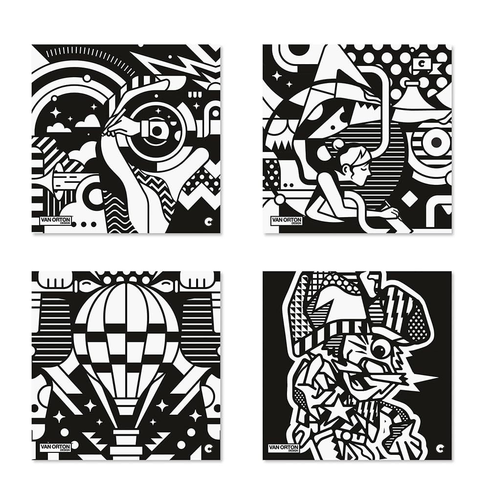 Carioca Lot De 4 Illustrations Velours à Colorier – Texture Douce, Collaboratif Van Orton, Dès 4 Ans