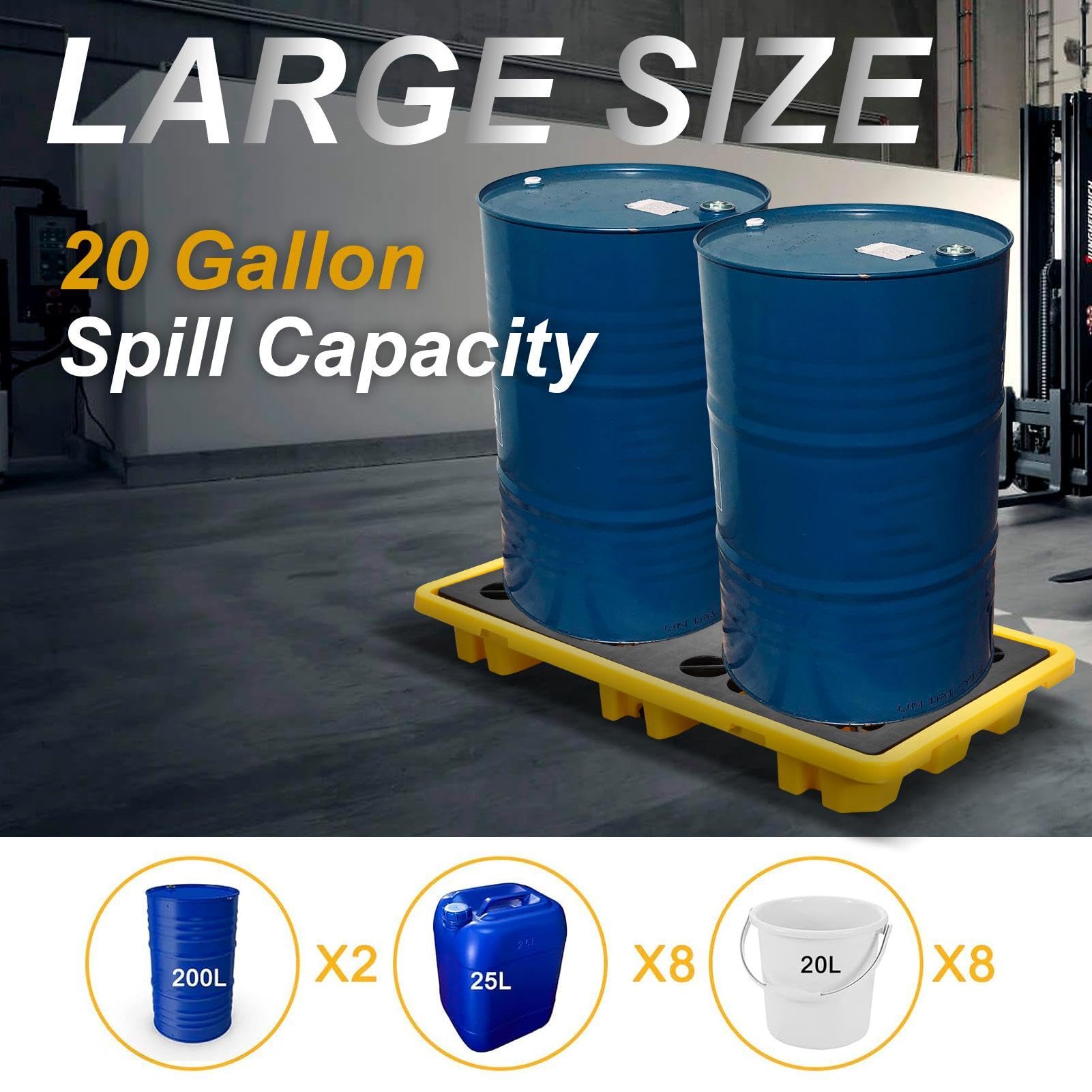 Auslaufsichere Auffangwanne Modular Mit Ablauf, 30 Gallonen, 5000 Lbs Tragkraft, Spill Containment Plattform Aus HDPE, Stapelbar, Für Industrie, Lager & Labor, Ideal Zur Lagerung Von Öl & Chemikalien
