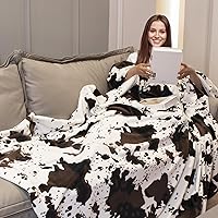 Vista 2 de Manta Bonita con Estampado de Vaca Suave y Cálida Manta Decoración del Hogar Occidental Regalos de Vaca para Mujeres Artículos con Estampado de Vaca