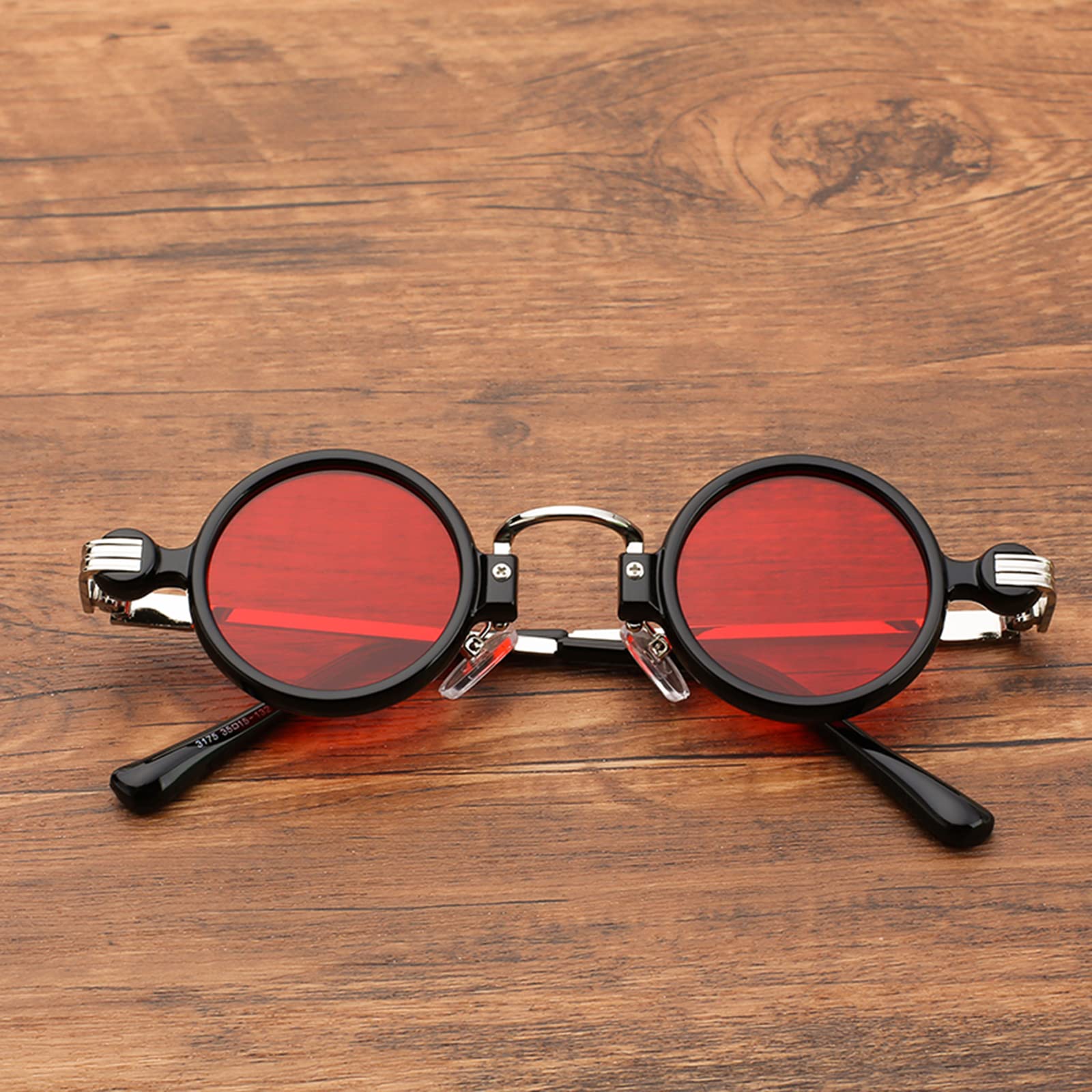 Super Small Mini Glasses, Retro Steampunk Style Sunglasses, Round Metal Glasses, UV400 Protection, Retro Ladies Men's Glasses, Suitable For Street Shooting, Walking, Shopping, (Color:B)