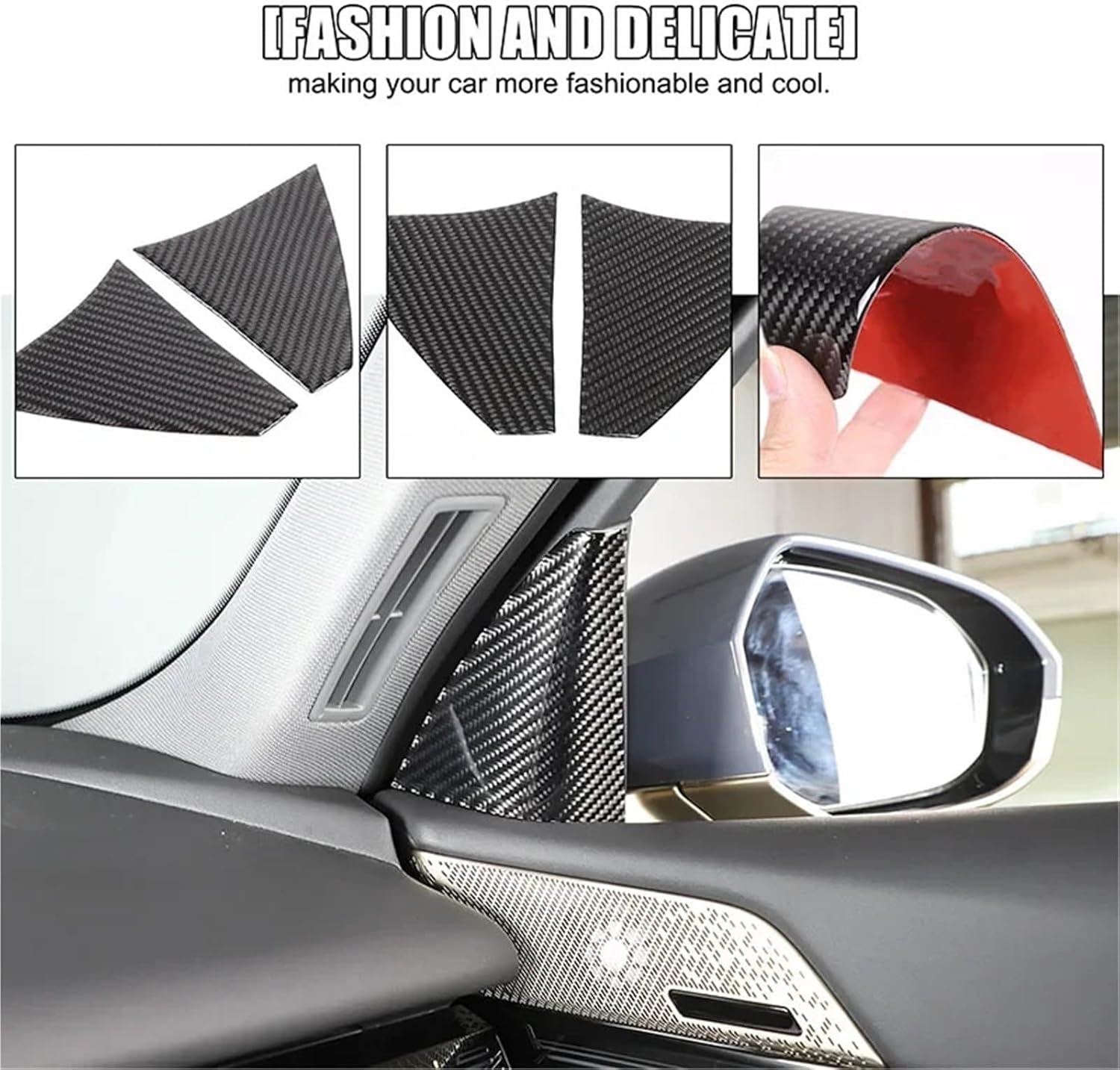 Compatible with BMW 5 Series G60 2024 2025+ Soft Carbon Fiber Car Inner Door A-Pillar Trim Panel Decorative Stickers Interior Accessories(Red Carbon Fiber)