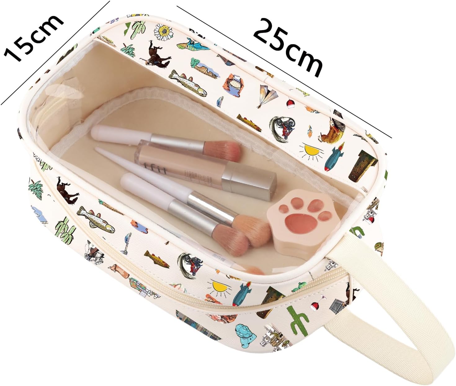 FEELMEM Arizona Travel Gift Arizona Vacation Canvas Clear Makeup Bag Vacation Trip Souvenir Makeup Bag Travel Merchandise (beige) - Image 2