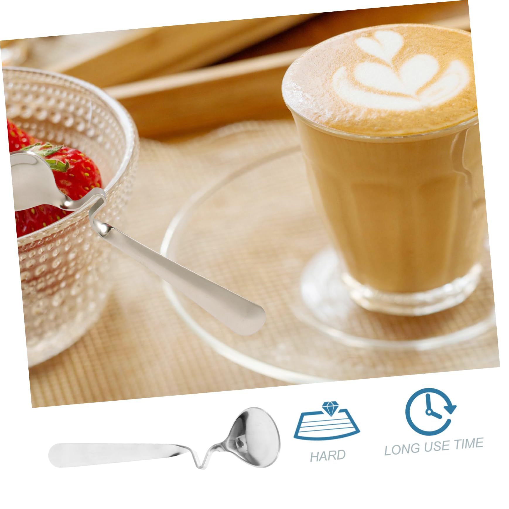 KICHOUSE 2pcs Soup Spoon Cake Stirring Spoon Coffee Stir Sticks Spoon Rest Stainless Steel Milk Spoons Coffee Mixer Wand S Shape Stirring Honey Teaspoons Jam Spoons Bulk Appetizer