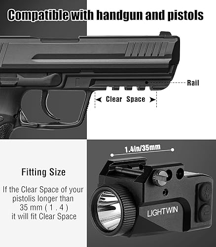 Miniatura 9 de Combo de luz láser magnética recargable de 500 lúmenes, haz láser rojoverde, función estroboscópica y constante para linterna táctica con riel