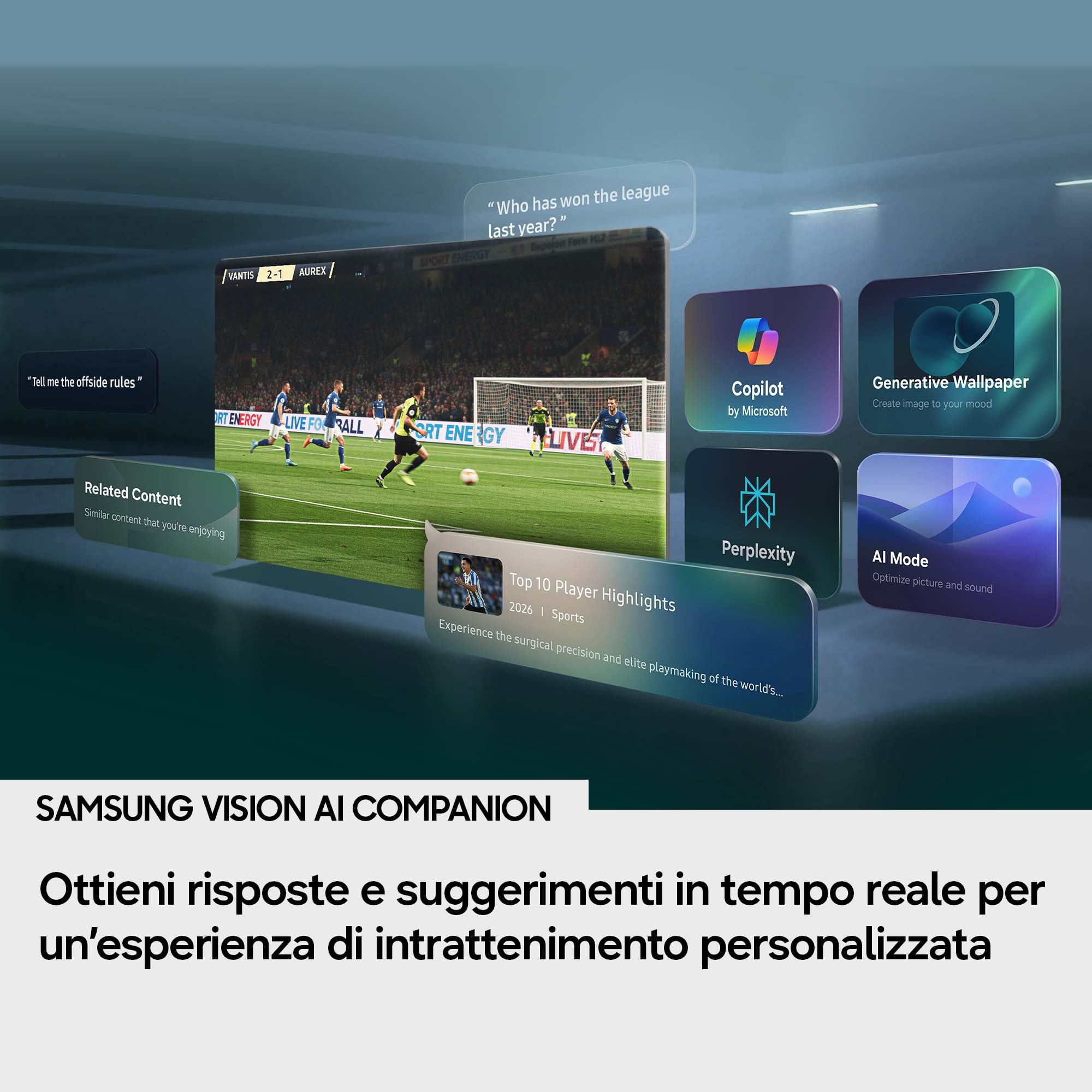 Samsung Smart TV 75" UE75M80HAUXZT Mini LED 4K, HDR 10+, Motion Xcelerator 144Hz, Adpative Sound+, AI Football Mode, Voice Control with AI(VAC), Alexa Built-in, PACCHETTO INTRATTENIMENTO, 2026