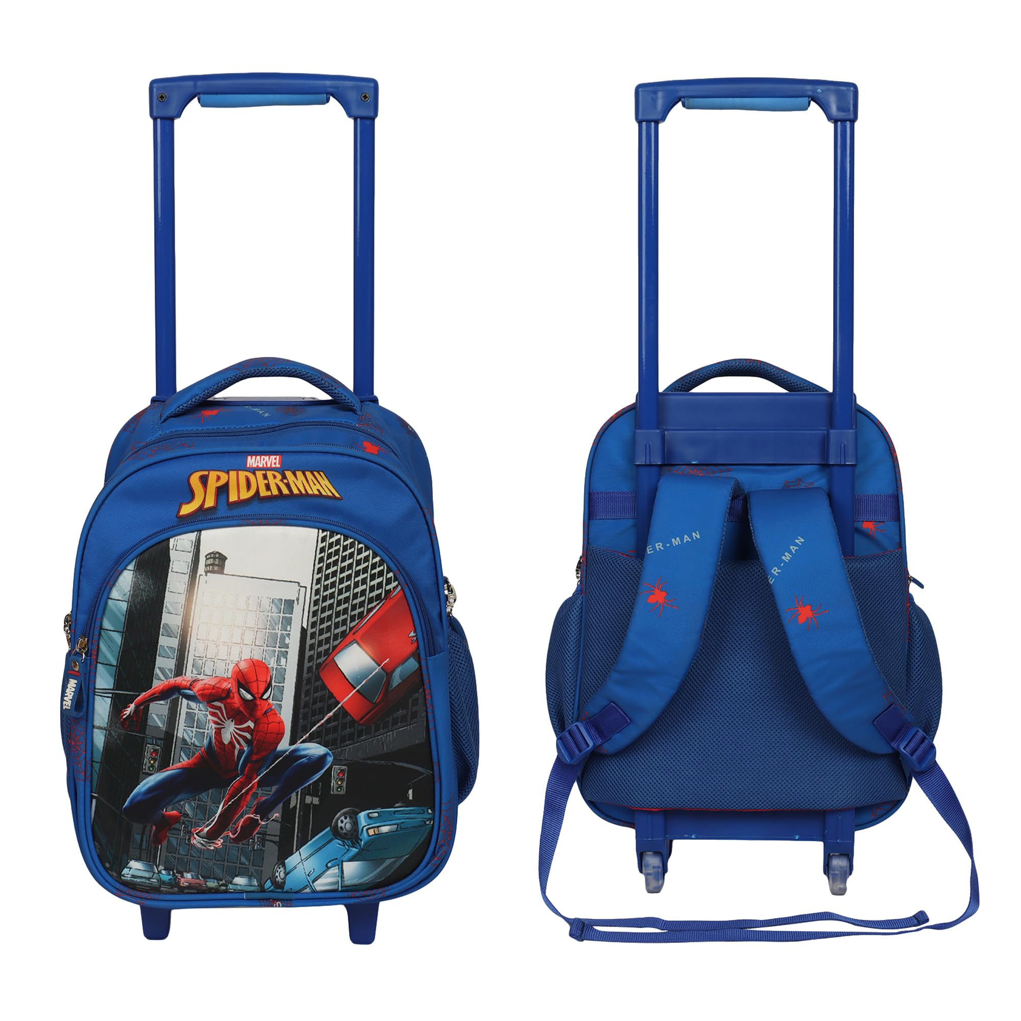 Marvel Spider-Man Kids Trolley Bag for Travel | Polyester Spinner School Carry-On/Backpack With 2 Wheels | Unique Bags for Boys, Easy-to-Carry | Blue - 16Inch & 18Inch-image-39