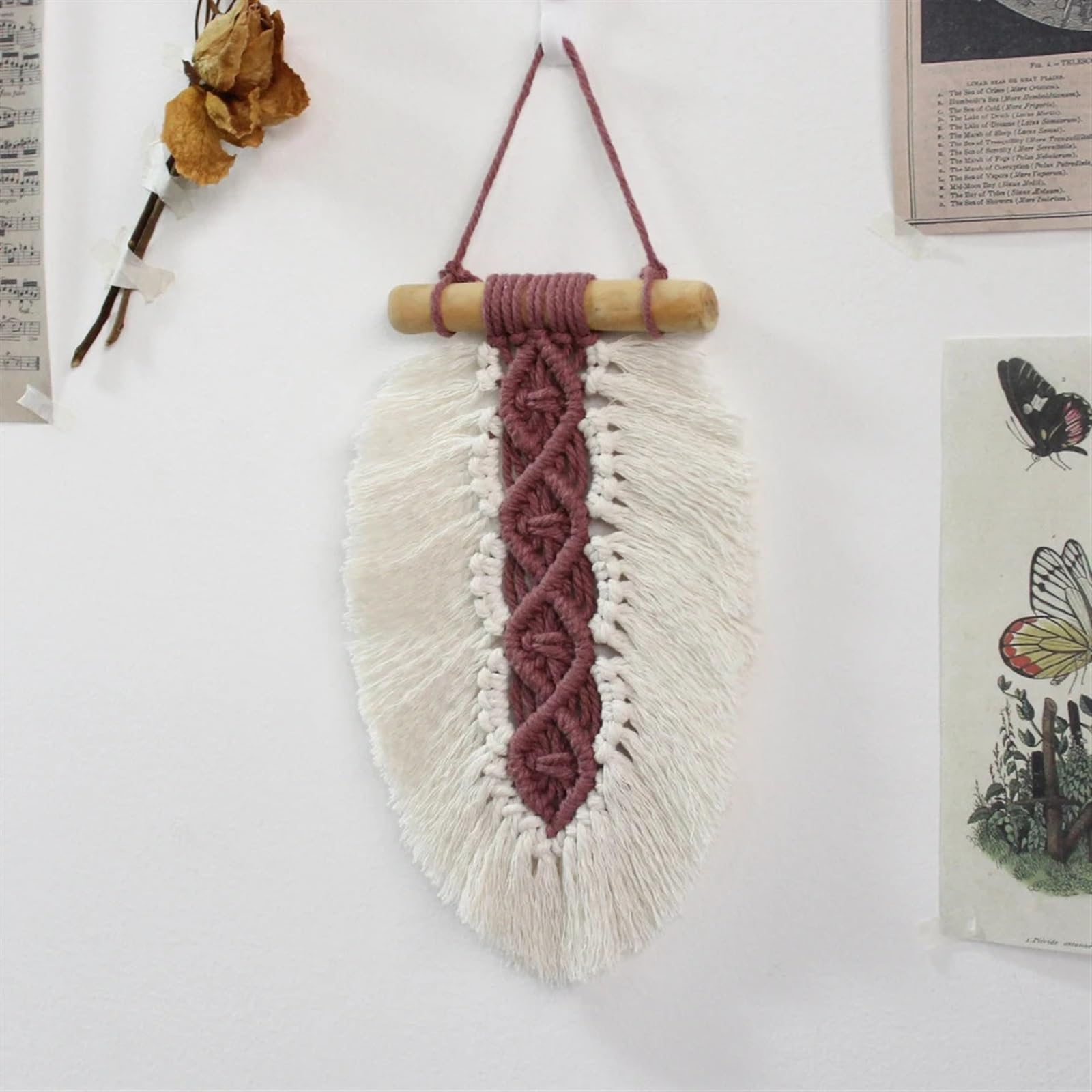 Kit De Macramé Con Borlas De Bricolaje Juego de 3 macramé de tapiz de hojas con Tutorial for principiantes, tapiz decorativo de elementos de hojas, decoración del hogar Para La DecoracióN Del Hogar(Bl