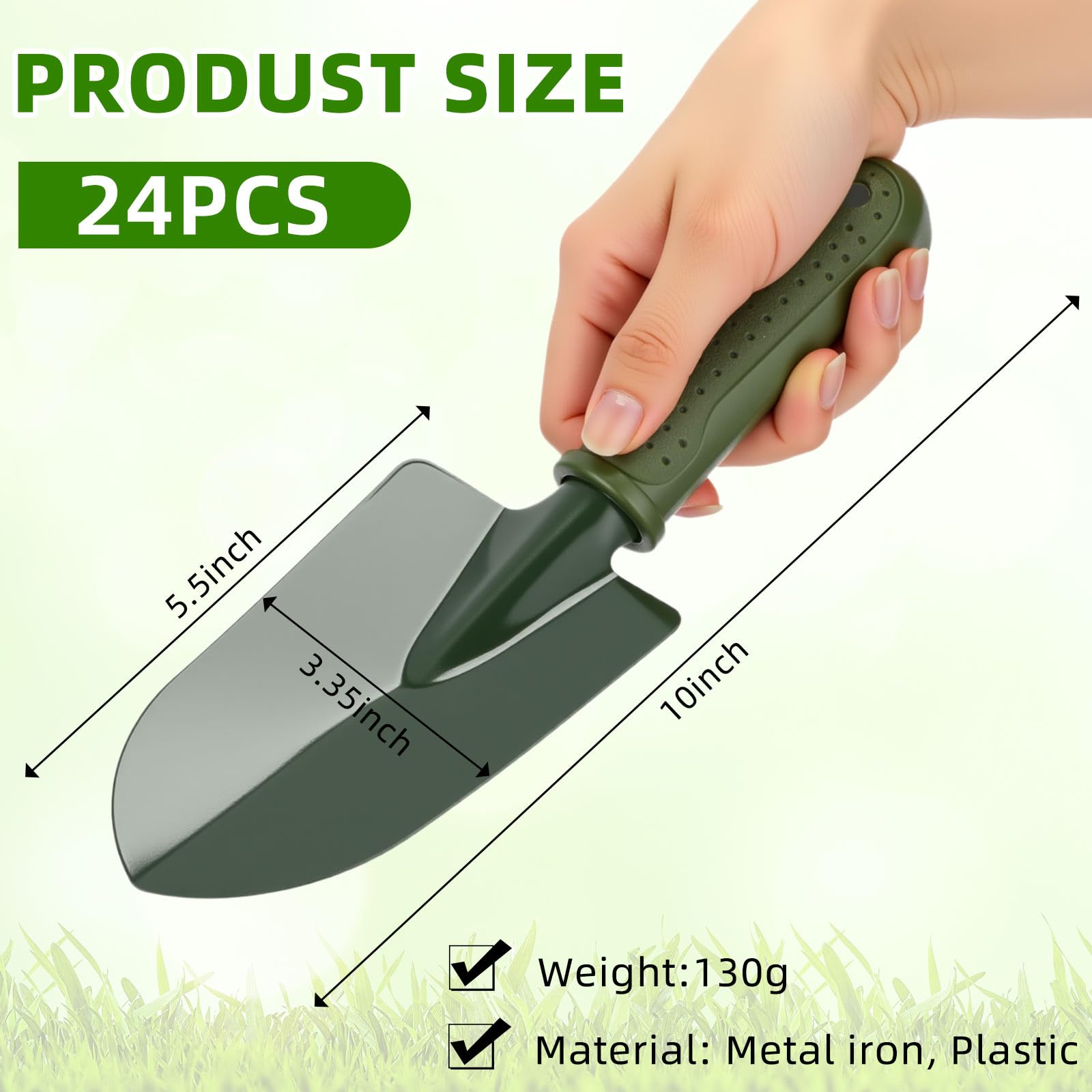 Yaocom 24 pala da giardino con manico in plastica, antiscivolo, per prato, cortile, casa, fattoria