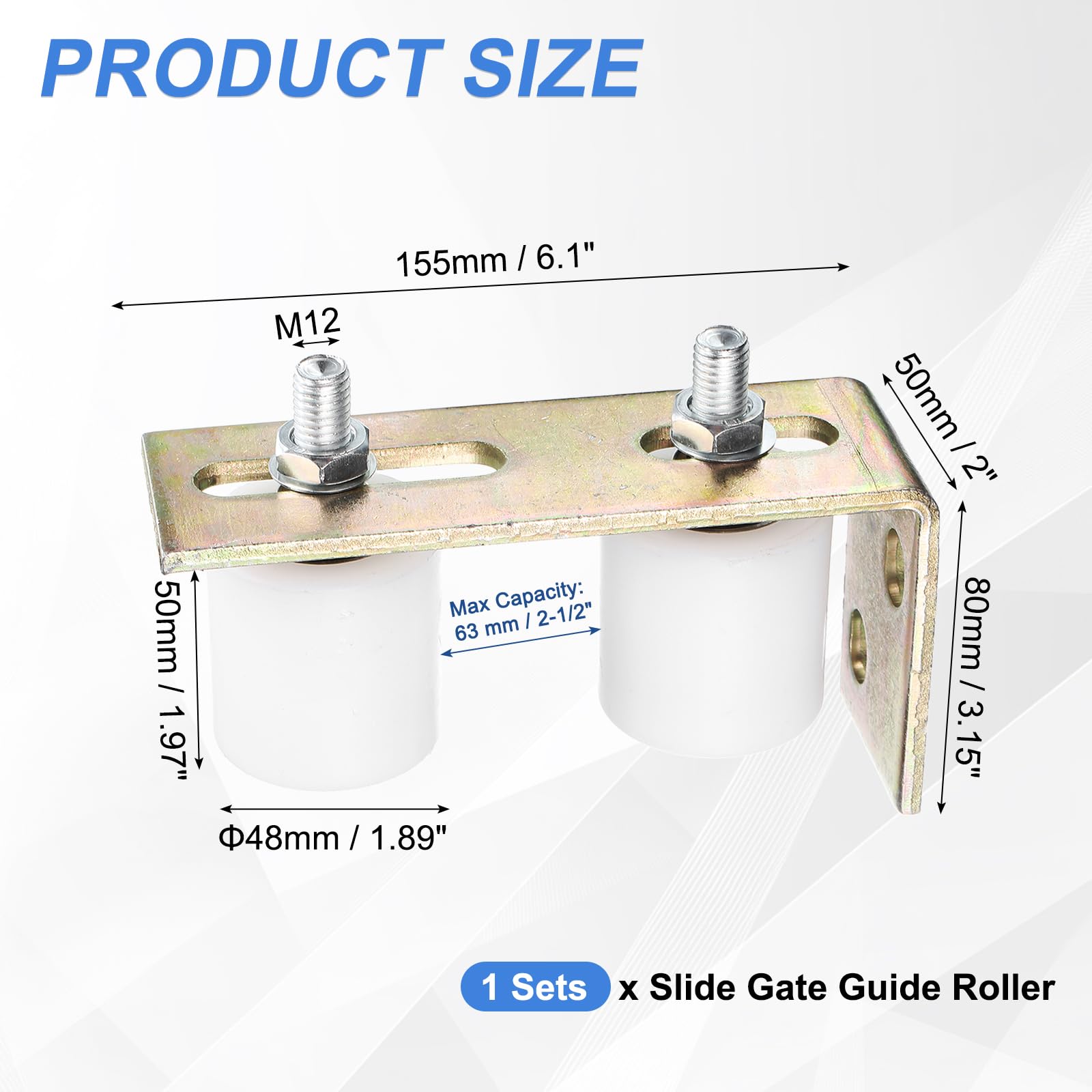 QUARKZMAN 2Pcs Rodillo Guía para Puerta Corredera, 2" Rodillos de Nylon Conjunto de Soporte y Bracket en Forma L, Rodillo Guía Universal con Rodamiento Bolas Sellado, Blanco
