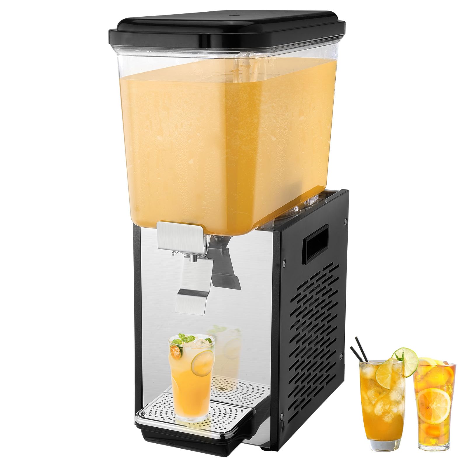 VEVOR Distributore di Bevande Commerciali, Distributore Succhi 18 L 270 W, Macchina Bevande in Acciaio Inox 304 Uso Alimentare, Temperatura Raffreddamento 7-​12 °C, per Bevande Fredde, Ristoranti