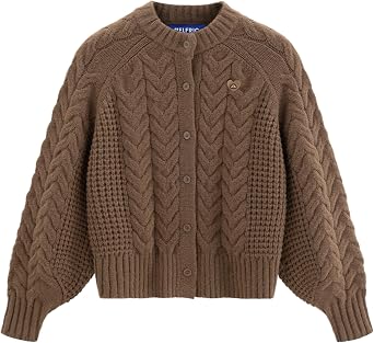 Aelfric Eden Chunky Cardigan Sweaters for Women Oversized Cable Knit Open Front Cardigans Long Sleeve Crewneck Trendy Outfits