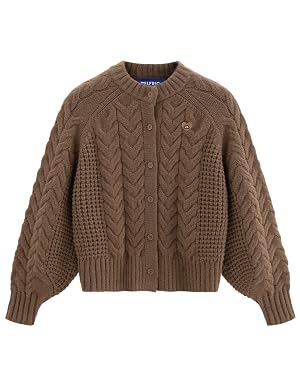 Aelfric Eden Chunky Cardigan Sweaters for Women Oversized Cable Knit Open Front Cardigans Long Sleeve Crewneck Trendy Outfits