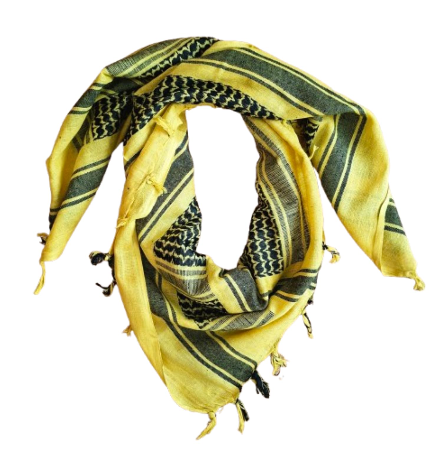 Retro Seventy2 Adult Shemagh Scarves Mens Arab Scarf Cotton Winter Womens Wrap Palestinian Desert Keffiyeh (Yellow/Black)