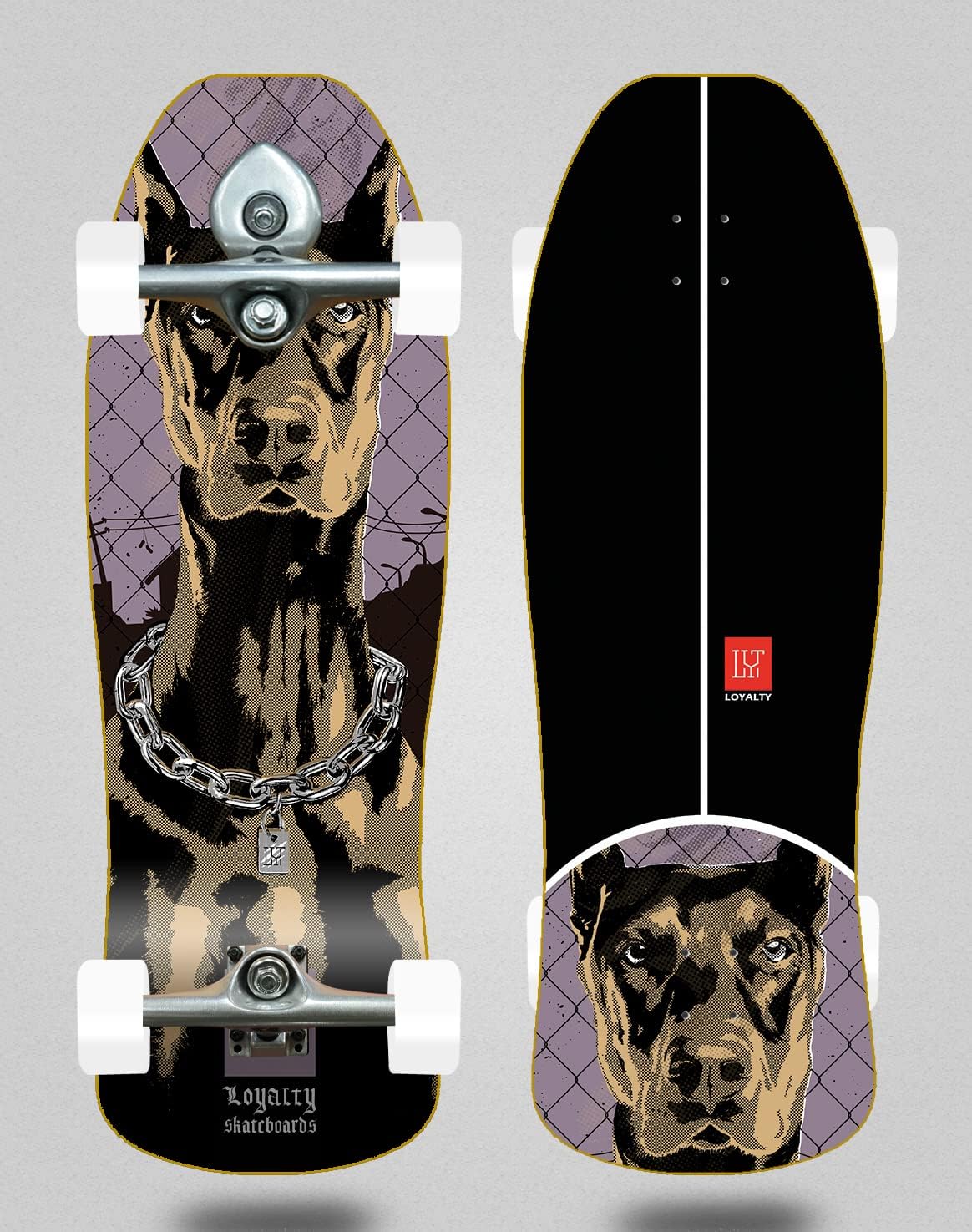 Loyalty Surfskate Complete with Buri Surf Skate Trucks - Dog Purple Nuke 9,375 x 31,5