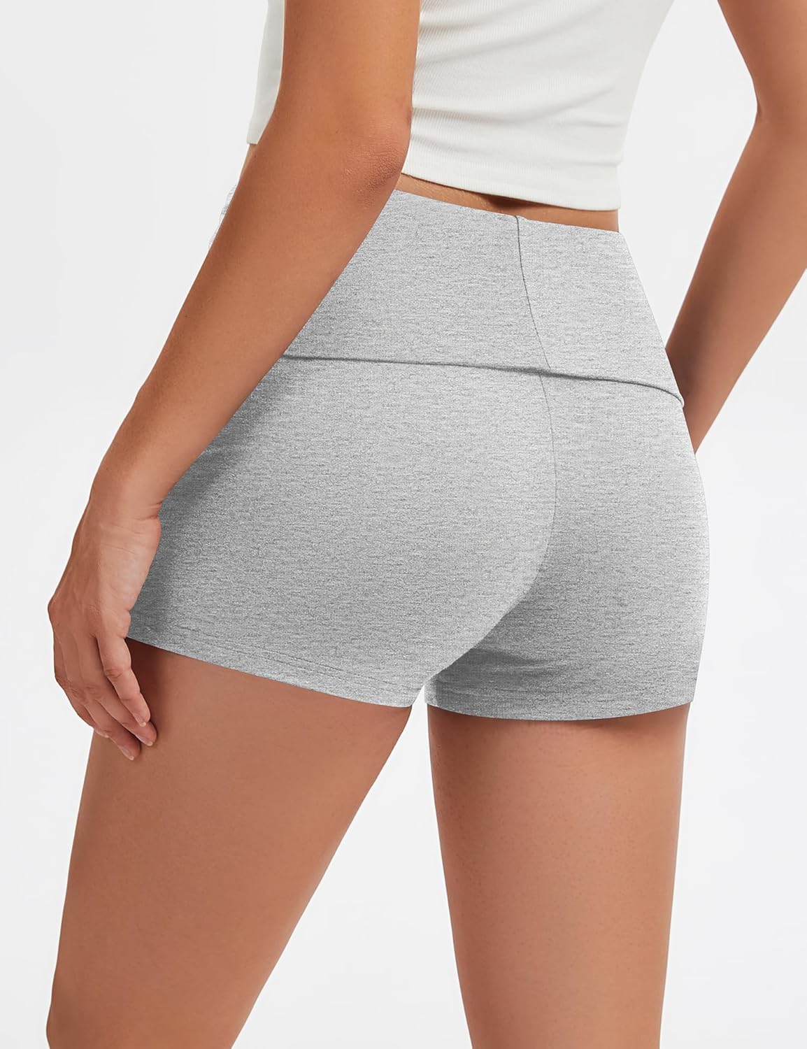 Rapbin Fold Over Shorts for Women Biker Yoga Gym Mini Shorts Y2K 1/2 Pack Casual Micro Bottoms Going Out - Image 4