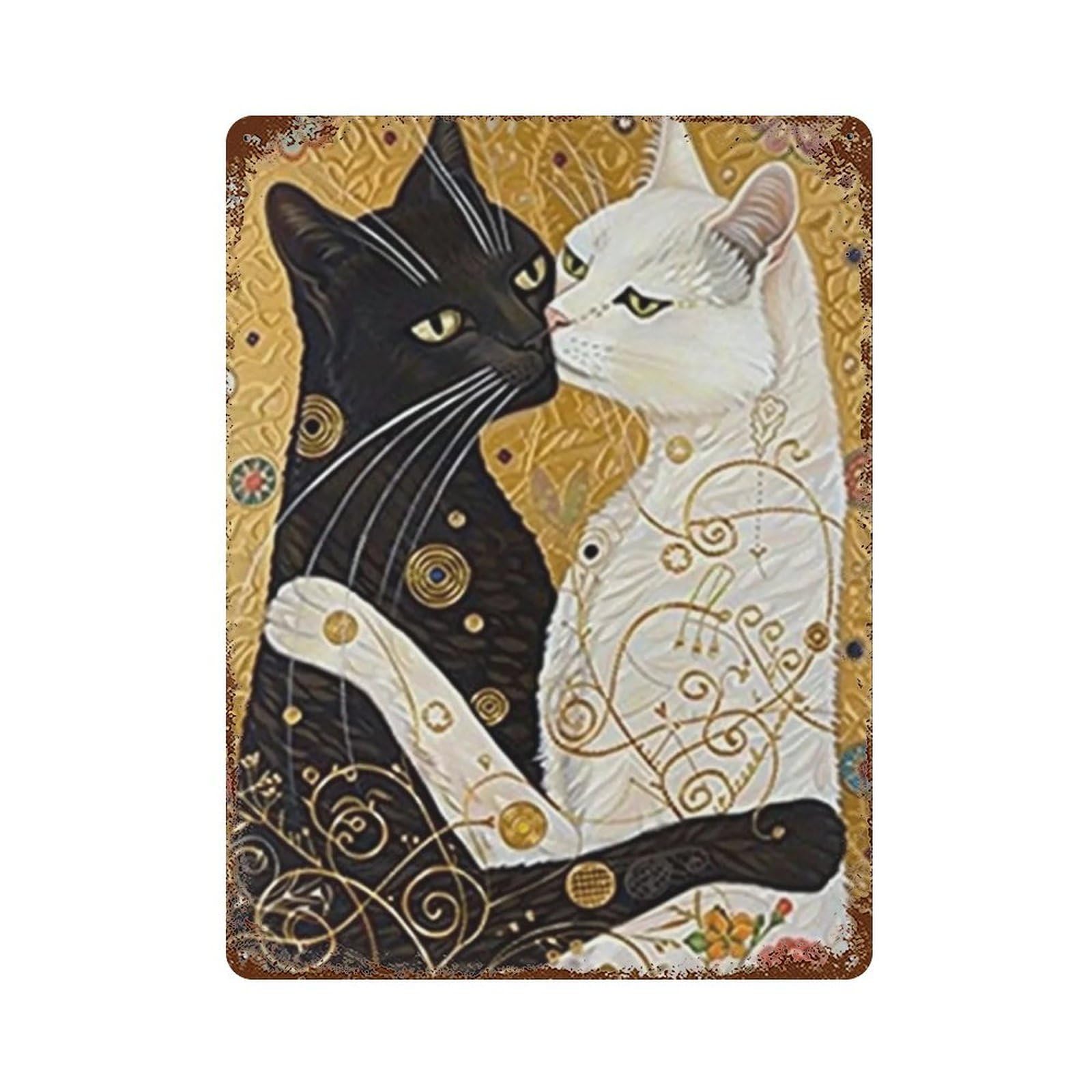 YHGERTKU The Cat's Kiss 02 Wall Art Retro Iron Vintage Metal Tin Sign Poster Modern Decor for Living Rooms Gift 40x30cm
