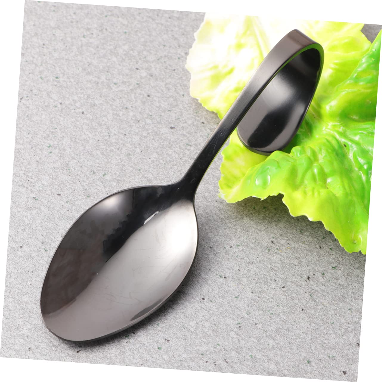 CONGARTENO Stainless Steel Spoon Tasting Spoons Reusable Serving Spoons Kitchen Accessories Spoons Dessert Spoon Dinner Angled Spoon Sauce Spoon Culinary Drawing Spoons Gold Decor Black
