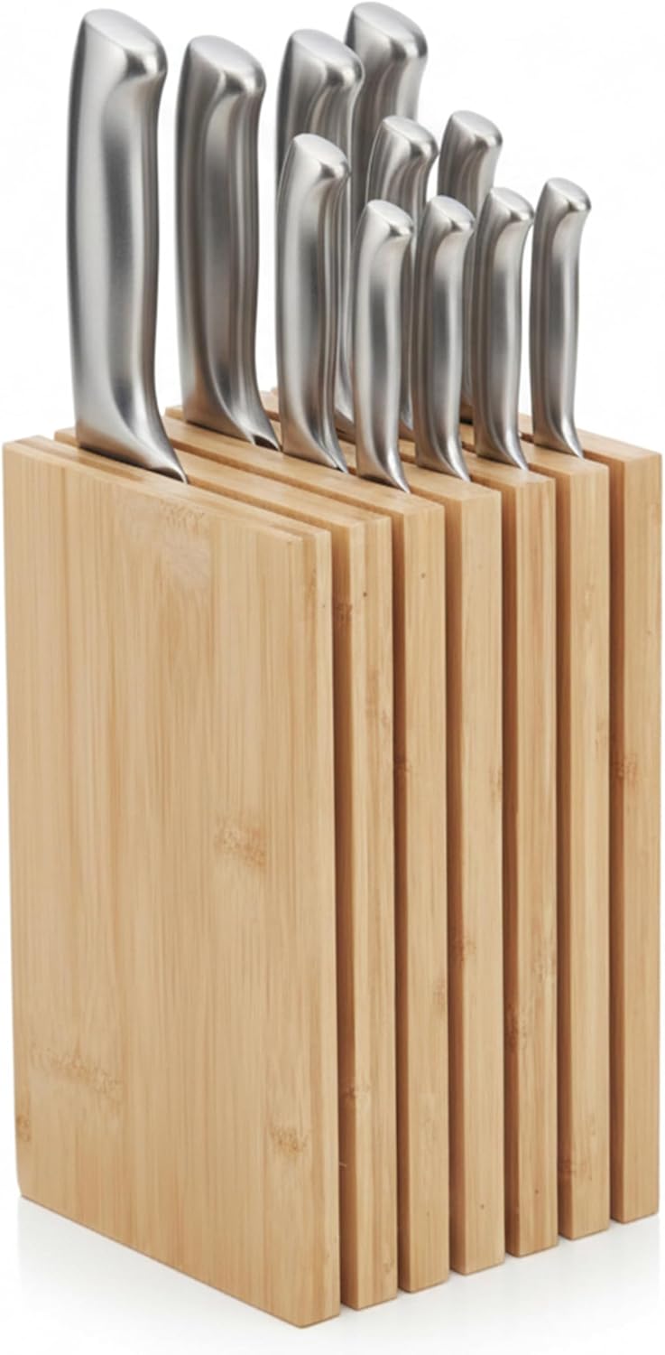 Libken Bamboo Knife Block – Sleek Scandinavian Design, Holds 18 Knives