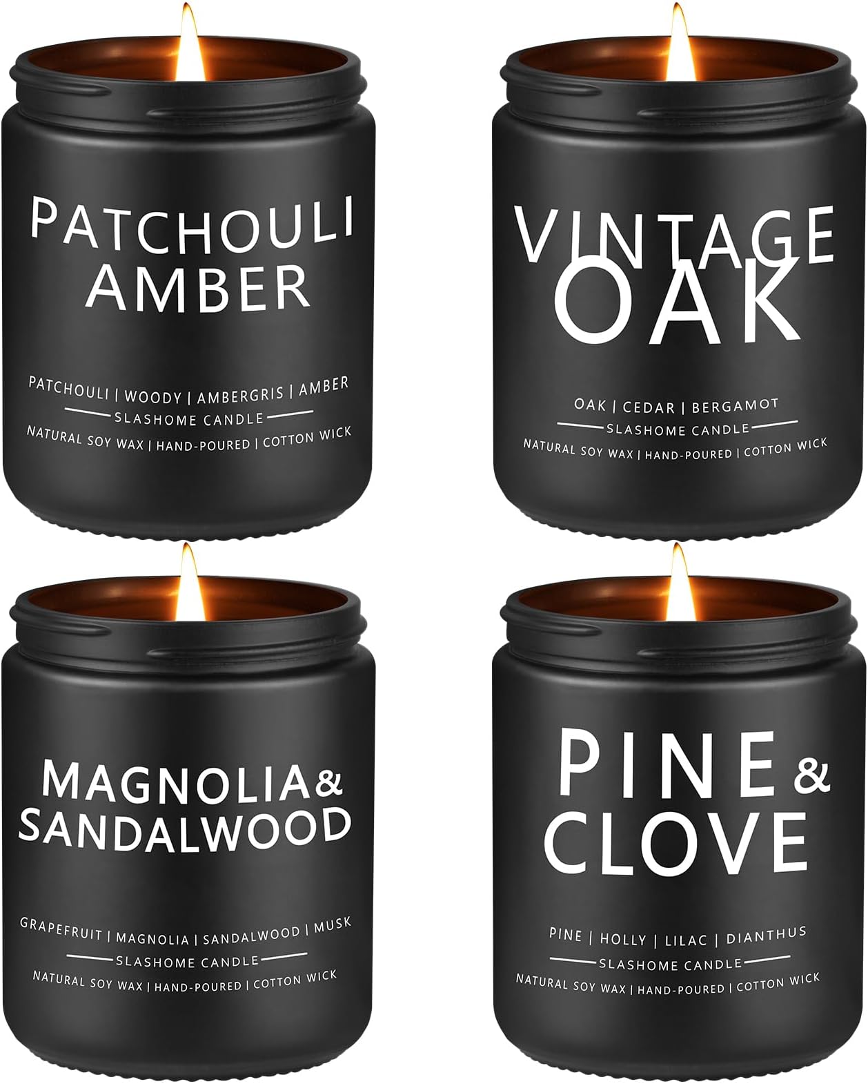 Candles for Men, 4 Pack Scented Candles, Gifts for Father Dad Day, 50 Hours Long Burning Soy Candles for Home Scented (Pine/Sandalwood/Patchouli/Oak)