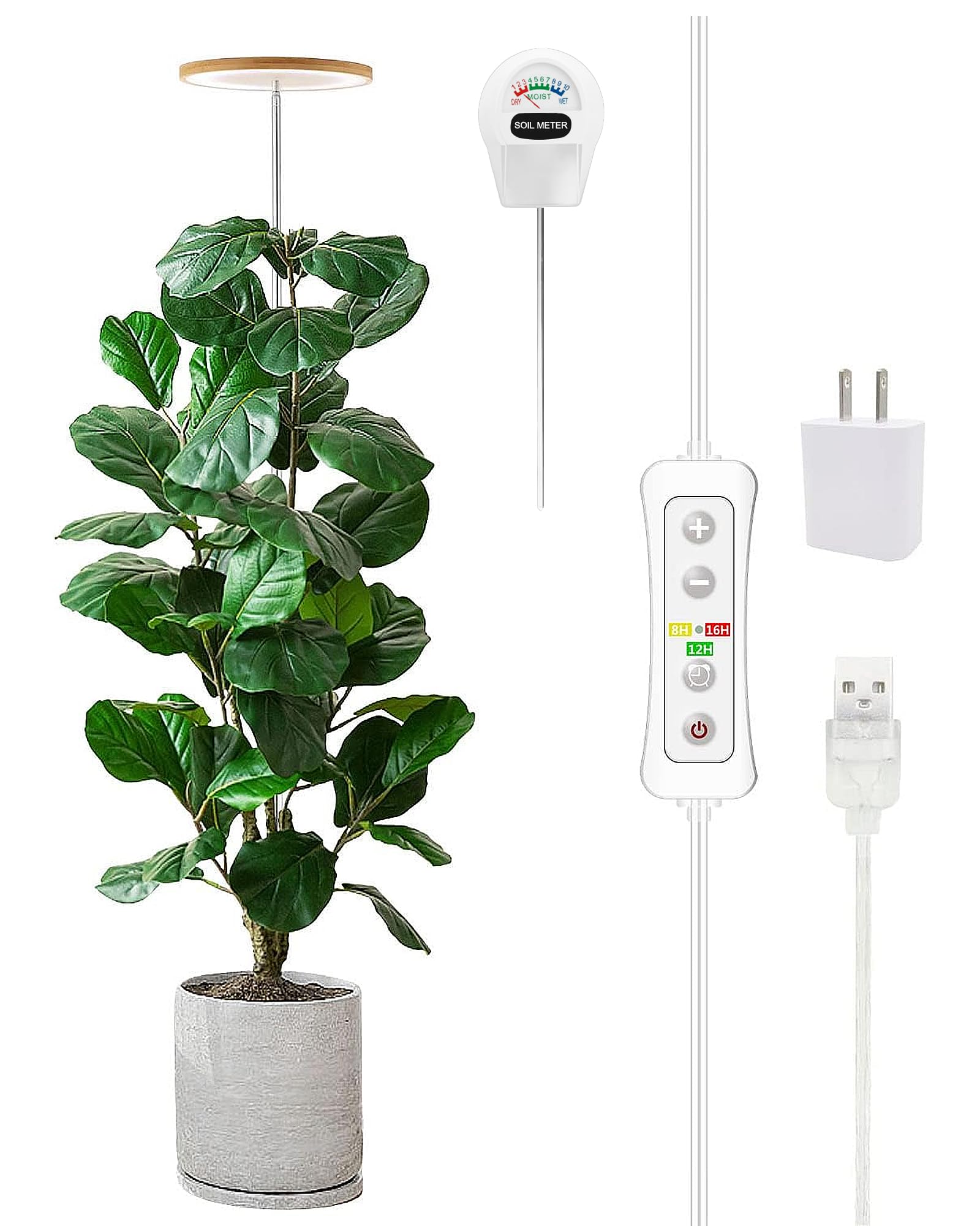 Yadoker - Full Spectrum LED Grow Light for Indoor Plants, Adjustable Height, Auto Timer, 5V, Safe Low Voltage, Idea for Large Plants-picture-28