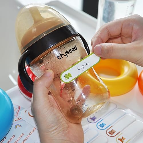 Miniatura 5 de 160 etiquetas para biberones para guardería, etiquetas impermeables para nombres de niños, autolaminables, autolaminables, para guardería, varios
