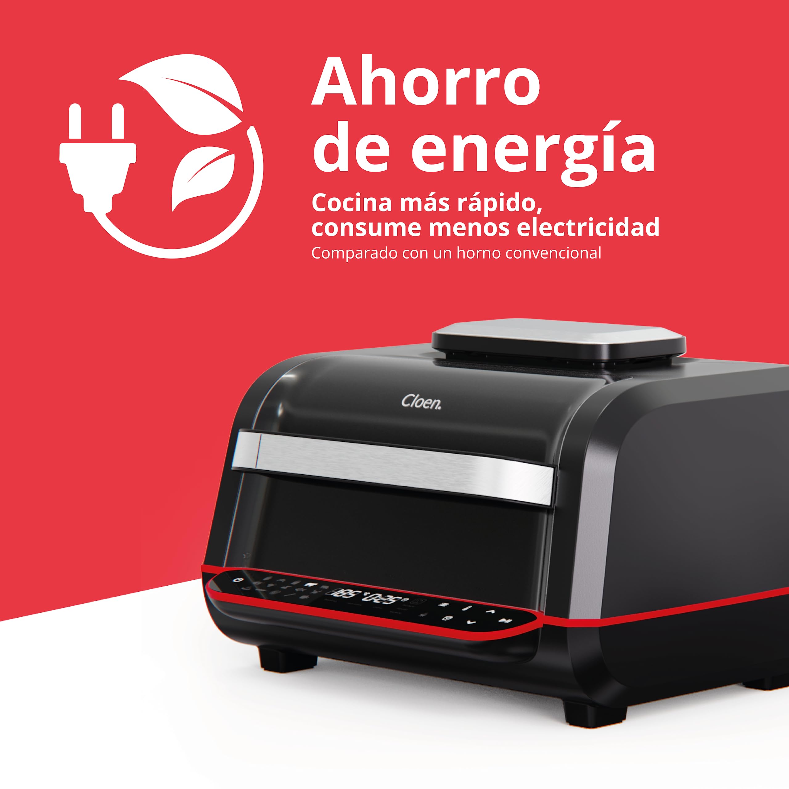 Foodie Fryer by Cloen Freidora sin Aceite 7L 1700W | 18 Funciones, 8 Dispositivos en 1, Panel Led Táctil, Doble uso: Cesta o Plancha Grill, Sin BPA