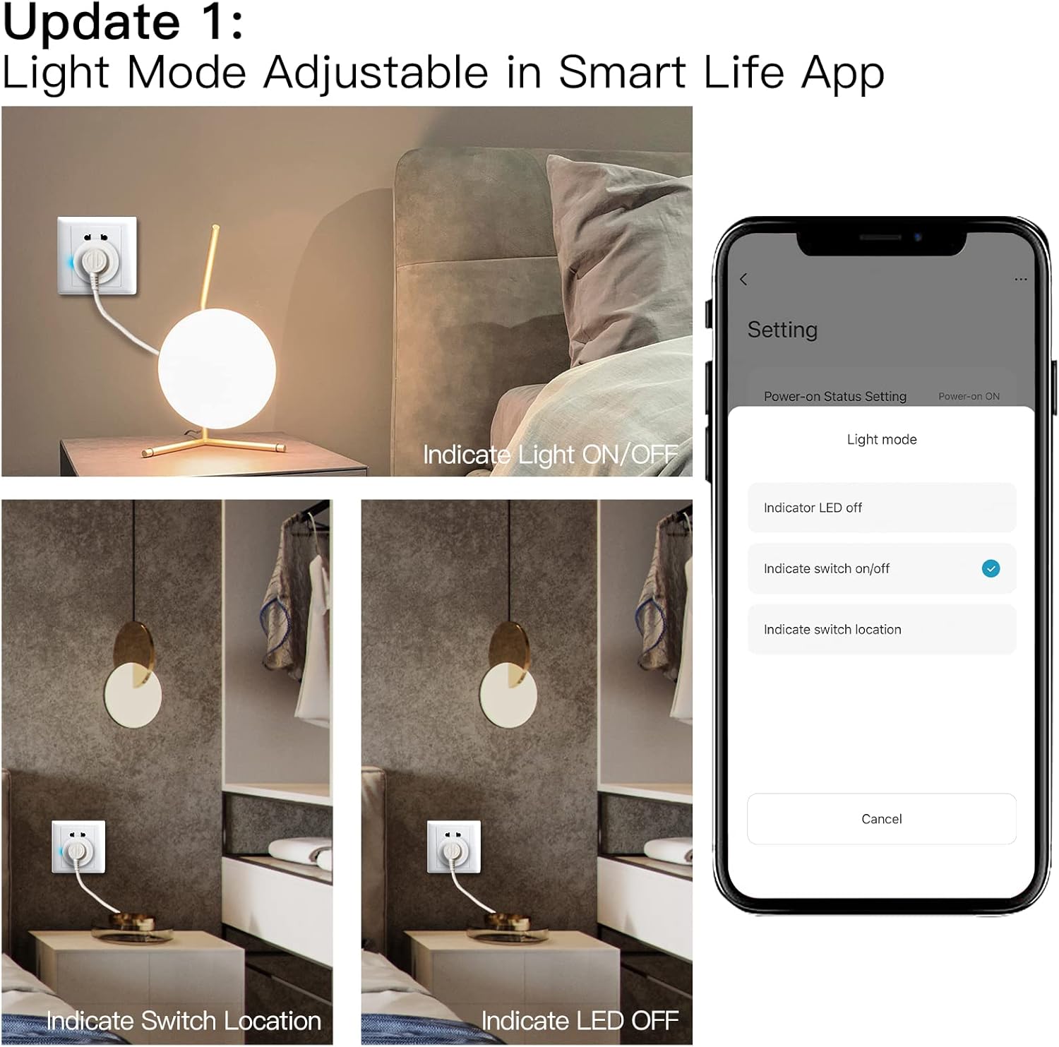 Smart WiFi Power Dimmer Plug, 2.4 GHz WiFi Brightn Adjust Timer