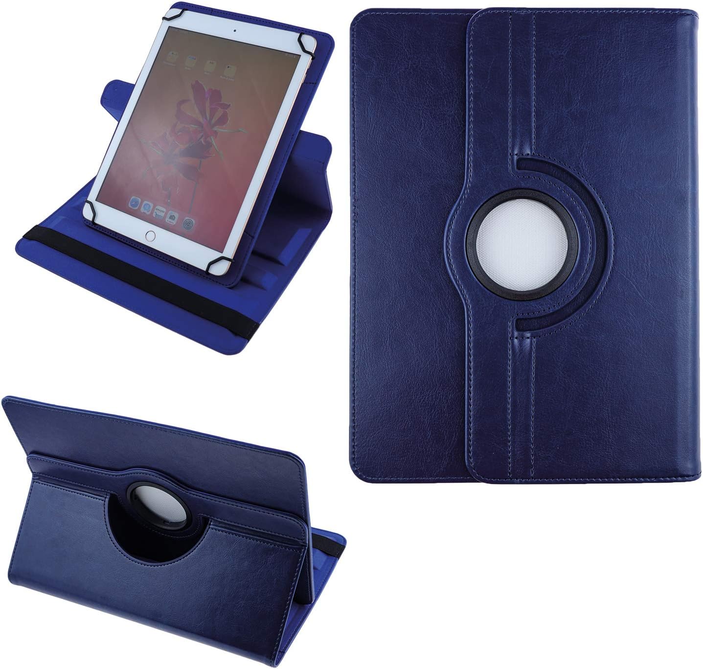 COOVY® 2.0 360° Degree Smart Rotating Cover Case Universal for all 9/10 / 10.1 inch Tablet Models Stand Housing Protection | UNIVERSAL 10.1 darkblue