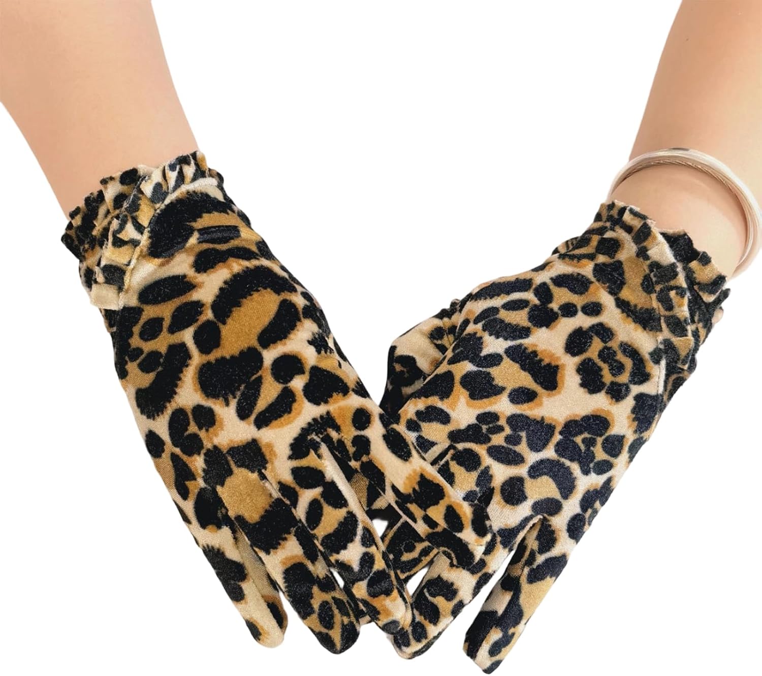 Leopards Print Gloves Soft Polyester Light weight for Men Women Daily Use Travel Outdoor Activity