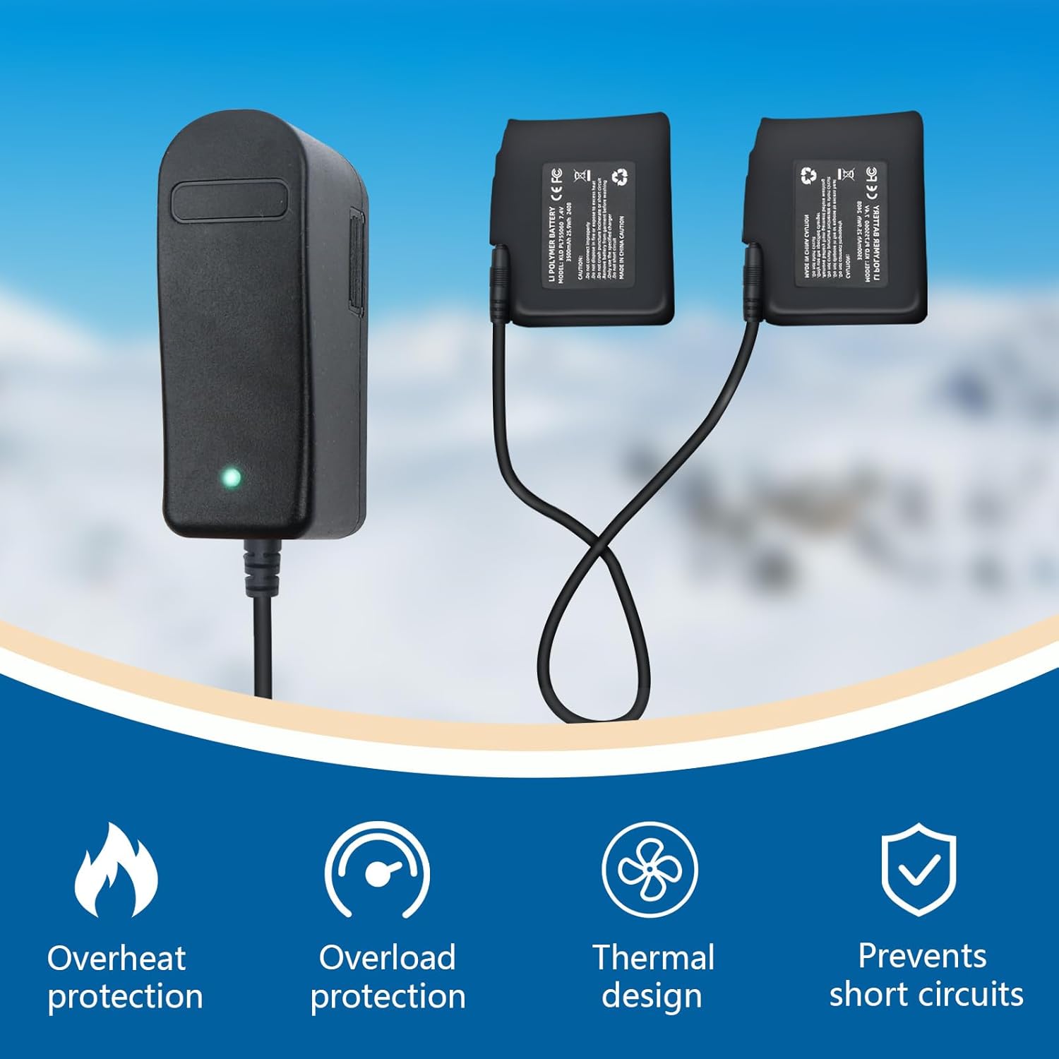 USB 5V to 8.4V Heated Glove Charger for 7.4V 3500 3000 2200mAh Li-Polymer Battery Suitable for Heated Hats, Socks, Jackets Replacement for Charger(Battery not Included) (Plug charg) - Image 5