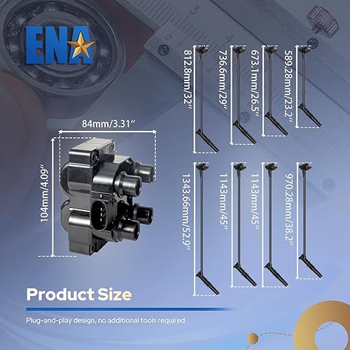 Miniatura 6 de ENA Juego de 2 bobinas de encendido y cables compatibles con Lincoln Town Car Mercury Grand Marquis 4.6L V8 repuesto para FD487