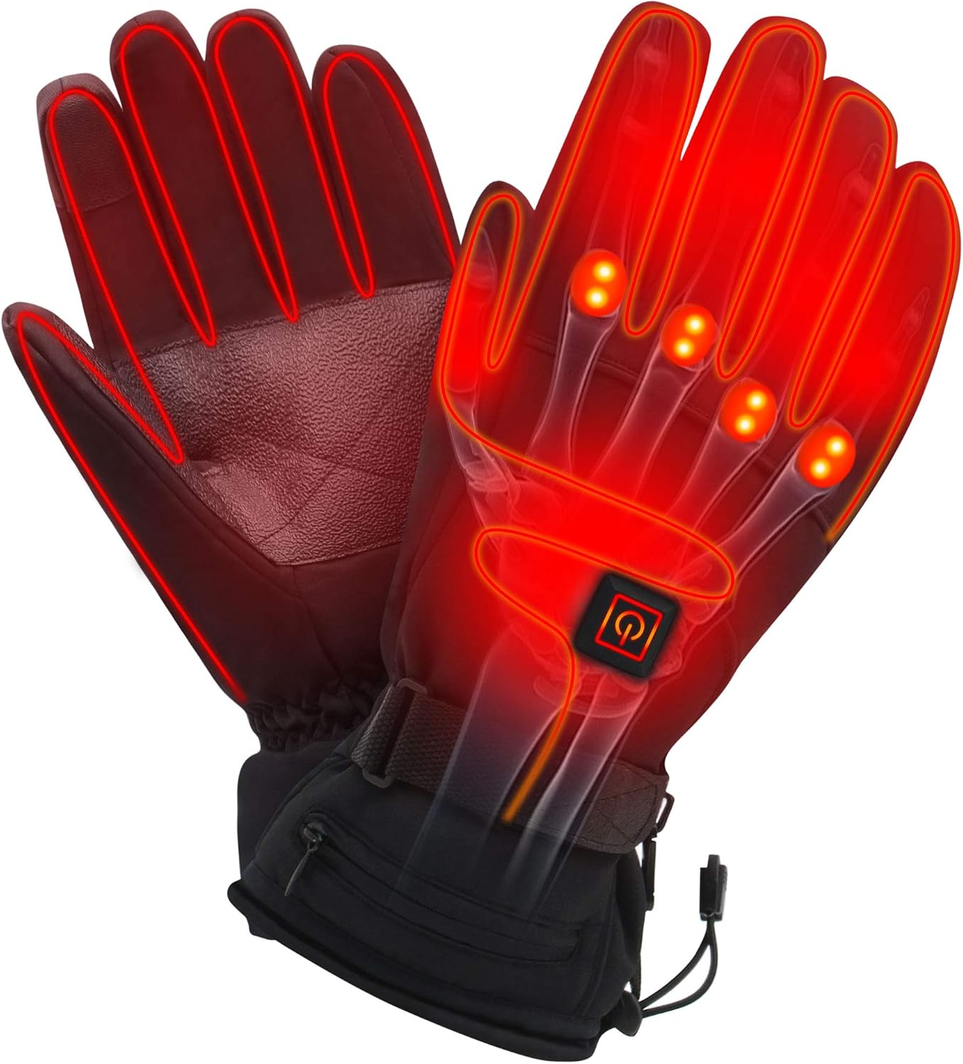 Spring Rechargeable Electric Heated Gloves, Touchscreen Waterproof Cold Weather Thermal Heated Gloves for Hunting, Fishing, Skiing, Camping, Cycling