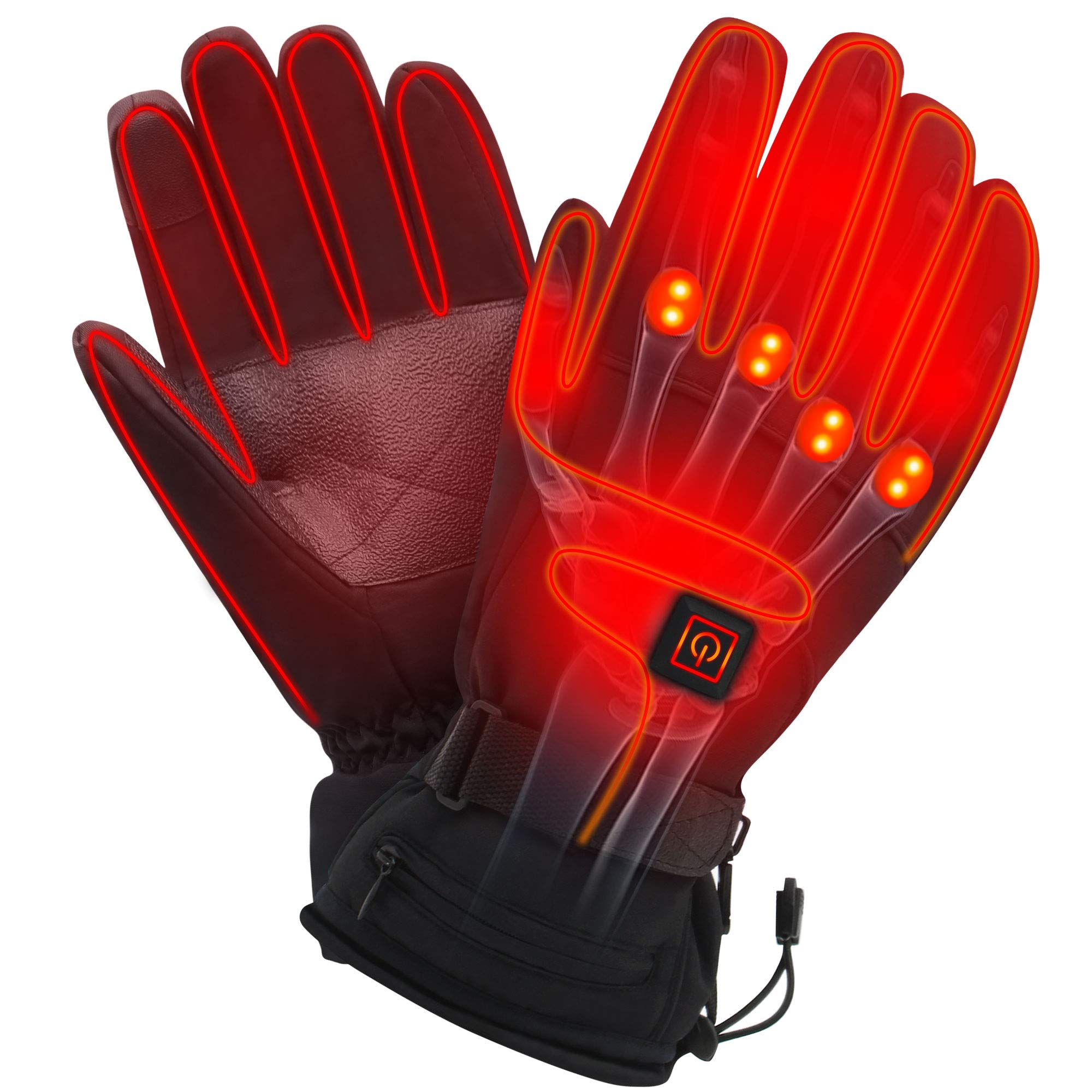 Spring Rechargeable Electric Heated Gloves, Touchscreen Waterproof Cold Weather Thermal Heated Gloves for Hunting, Fishing, Skiing, Camping, Cycling