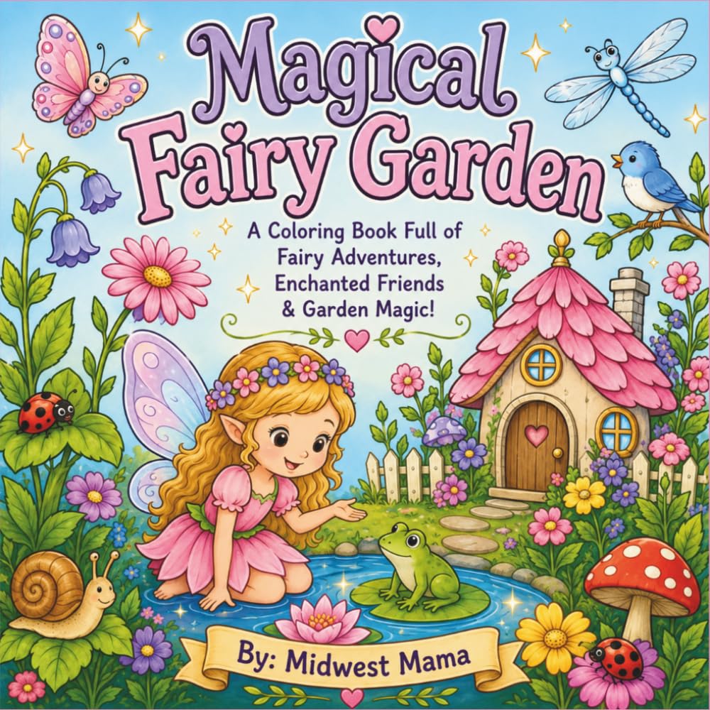 Magical Fairy Garden: A Magical Coloring Book Featuring Fairies, Fairy Gardens, Butterflies, Dragonflies, Bees, Ladybugs, Flowers, Mushrooms & Woodland Friends