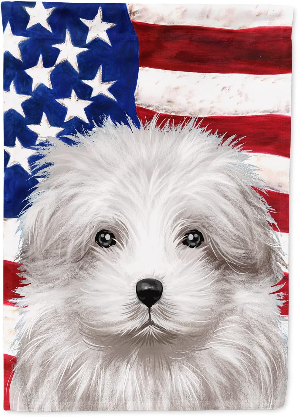 Caroline's Treasures CK6446CHF Bolognese Dog American Flag House Flag Large Porch Sleeve Pole Decorative Outside Yard Banner Artwork Wall Hanging, Polyester, House Size, Multicolor