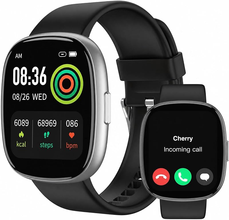 LIVIKEY Bluetooth Calling Smart Watch, 1.83" Display, Step Counter Tracker | Soft Square Design, 1.83" Touch Display, IP68 Water Resistance, Alarm, Heart Rate, SpO2 & Sleep Tracking