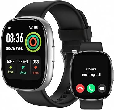 LIVIKEY Bluetooth Calling Smart Watch, 1.83" Display, Step Counter Tracker | Soft Square Design, 1.83" Touch Display, IP68 Water Resistance, Alarm, Heart Rate, SpO2 & Sleep Tracking