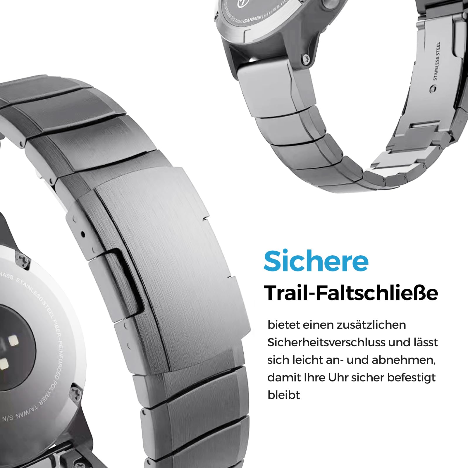 Bracelet en titane de 26 mm compatible avec Fenix 8 51 mm/Enduro 3 51 mm/7X Pro/6X Pro, bracelet en métal de 22 mm avec fermeture rapide compatible avec Fenix 8 47 mm/E 47 mm/7/6 Pro/5 Plus