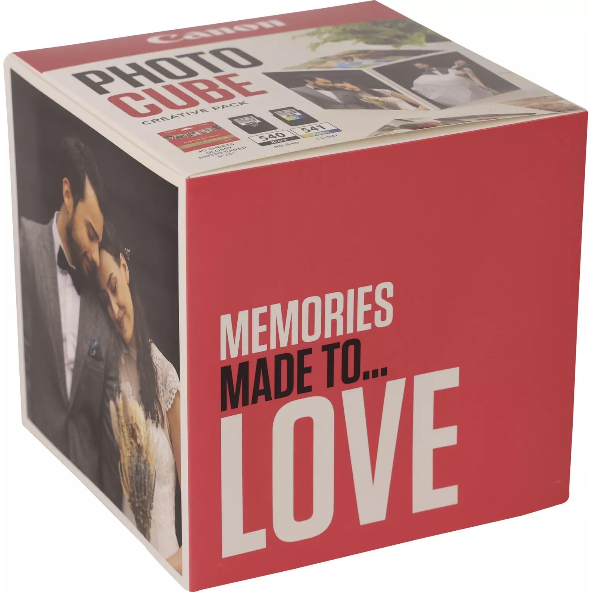 Canon Photo Cube Creative Pack, Rosa - cartucce inchiostro PG-540/CL-541 + carta fotografica lucida 5x5 PP-201 (40 fogli) + nastro biadesivo - Compatibile con le stampanti PIXMA