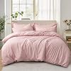 Double Duvet Set - Bedding Double Bed Set with 2 Pillowcases - Ultrasoft Brushed Microfiber Duvet Cover with Zip Fastening, Rose Pink (200x200)