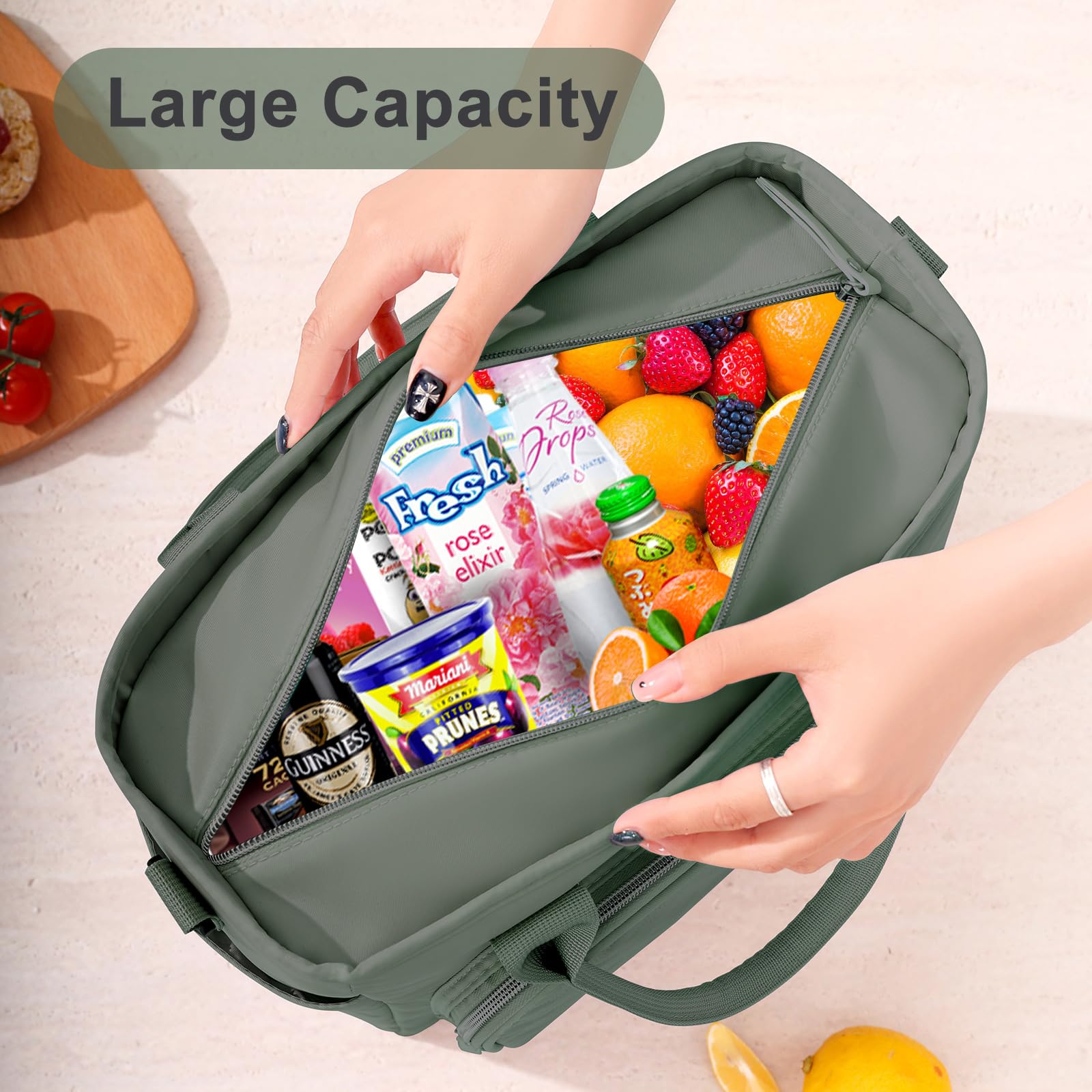 Lonchera aislada para hombres y mujeres, bolsa térmica grande a prueba de fugas con correa extraíble, fiambrera, bolsa de almuerzo reutilizable para adultos, para el trabajo, picnic y viajes, color