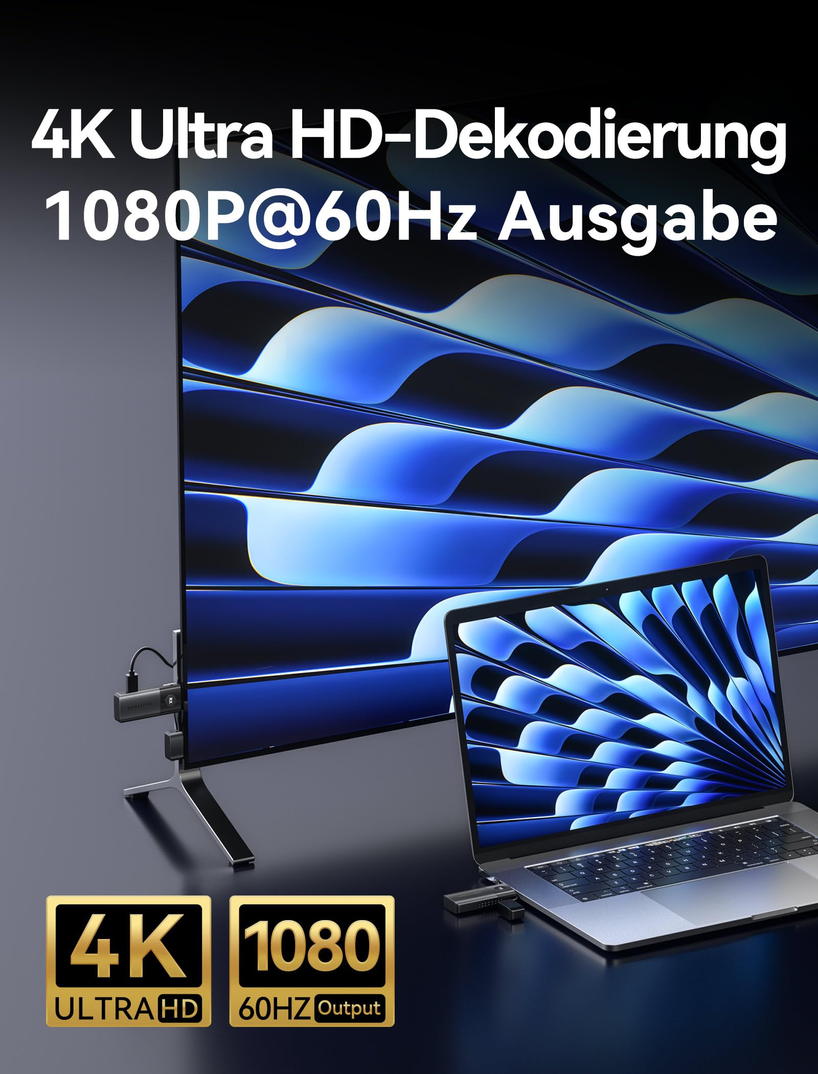 VENTION HDMI Wireless Transmitter and Receiver 1080P 60Hz 5G 50m/165FT für Laptop PC HDTV Projektor