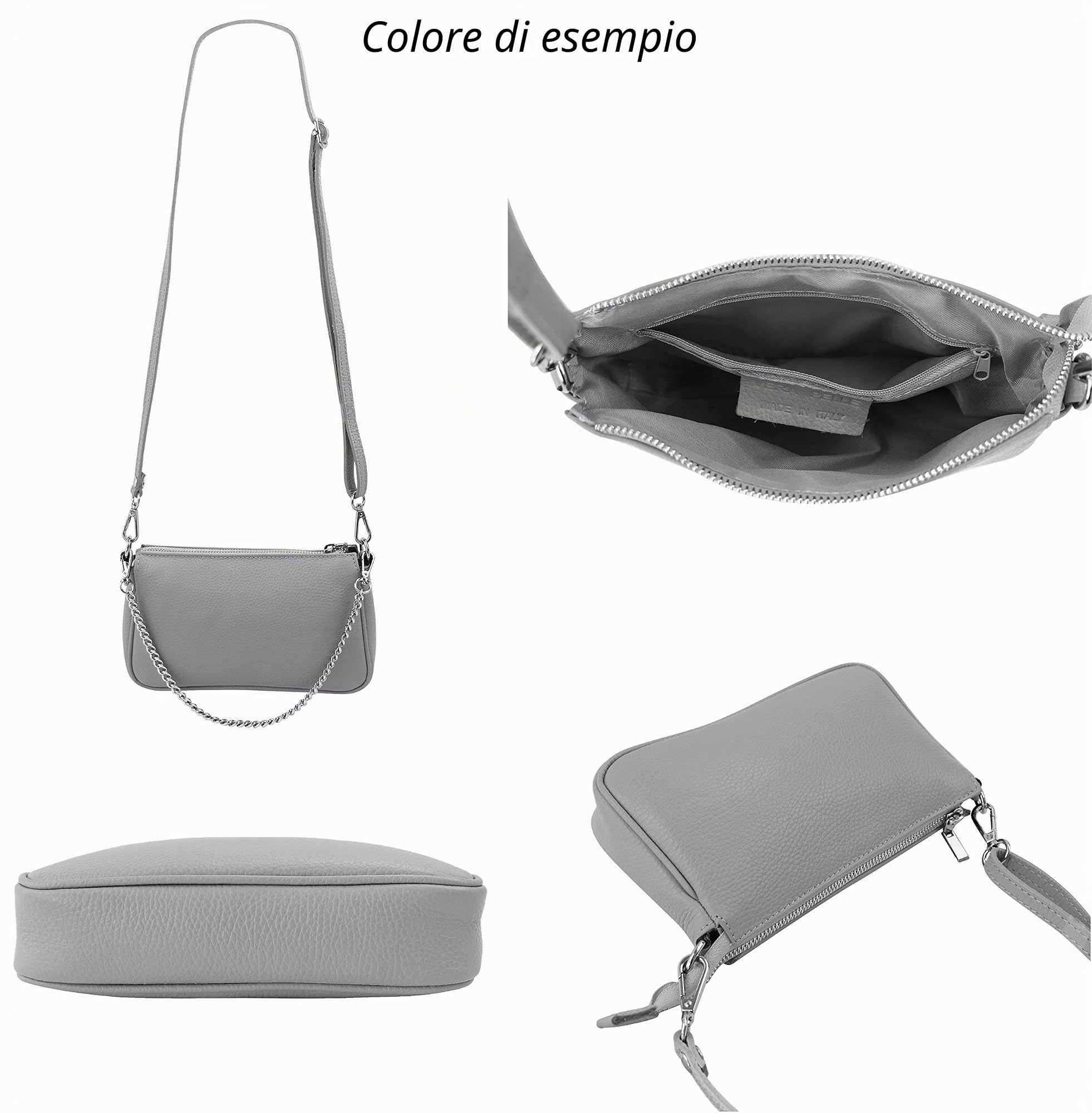 SH Leder Jennie G323 - Borsa a tracolla in vera pelle, 23 x 13 cm