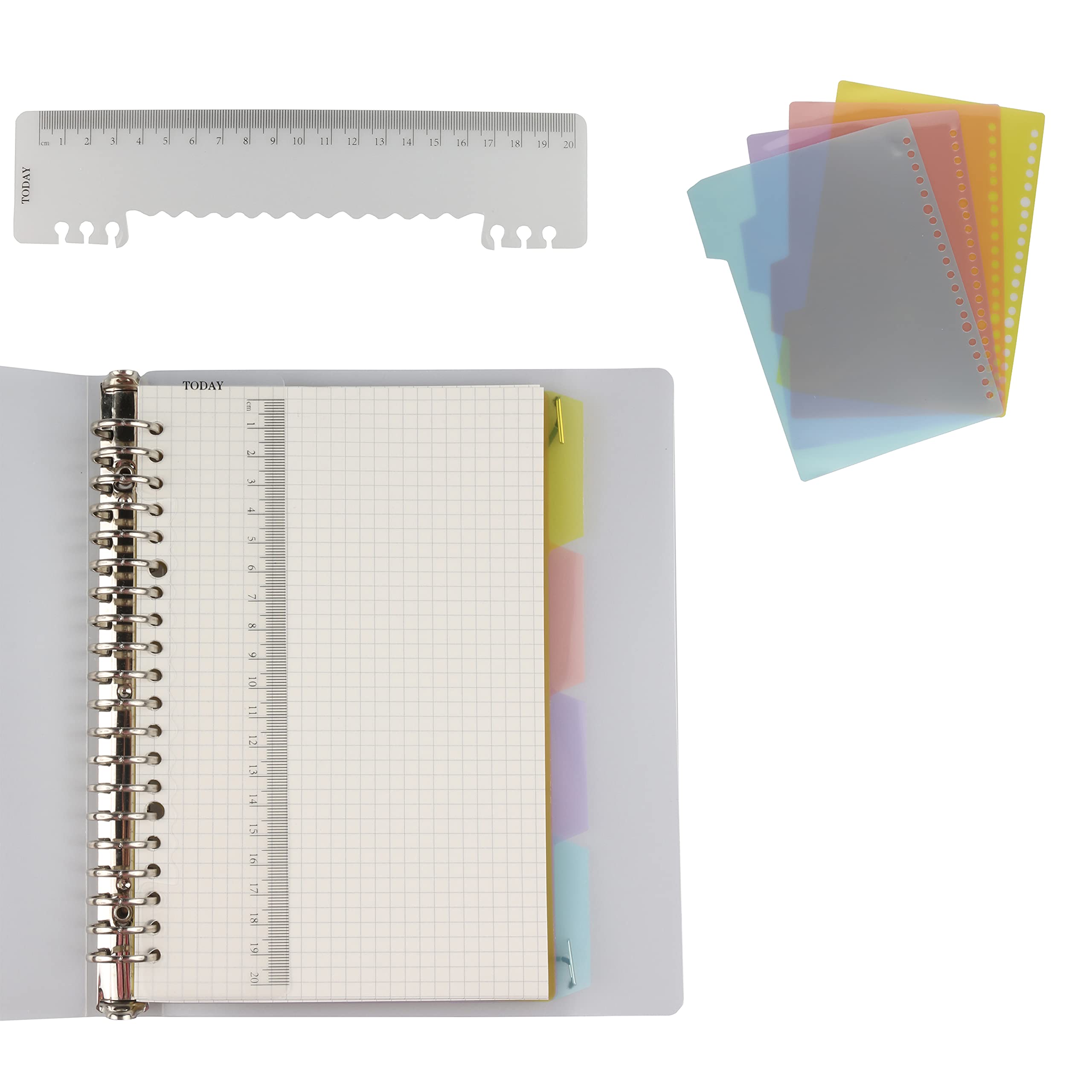 AMO HERMOSO Spiral Squared Notebook with Ruler, Graph Paper Wirebound Journal, Softcover A5 Squared Notebooks with Elastic Closure Band 50 Sheets 100 Pages (Squared)