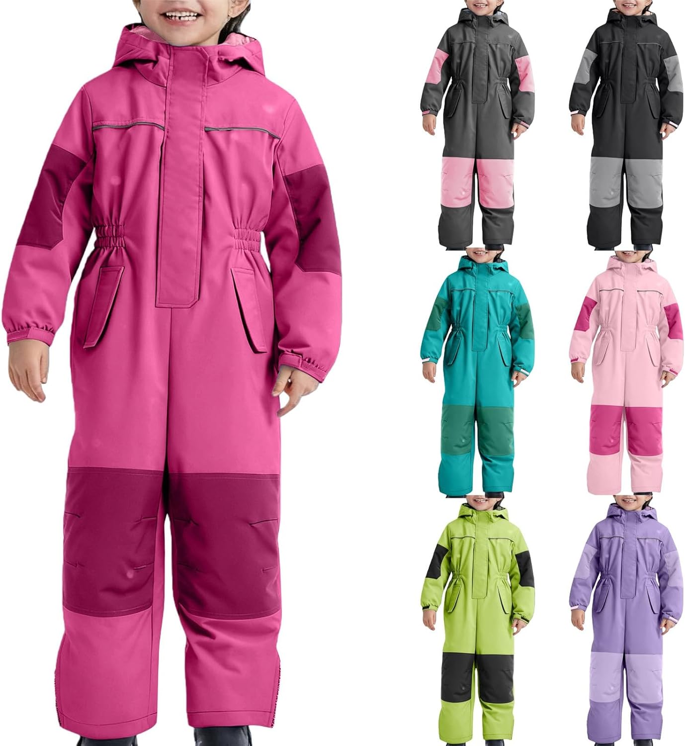 Girls One Piece Snowsuits Winter Waterproof Insulated Snowboard Snow Suits Teen Kids Padded Windproof Ski Bib Overall