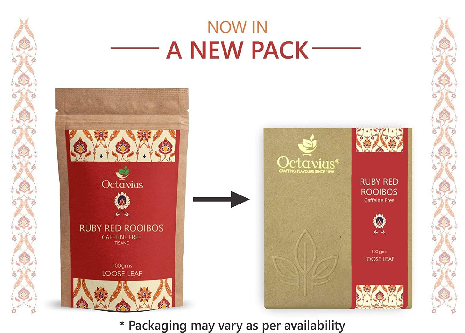 Octavius | Ruby Red Rooibos Tea - 100 Gm (50 Cups) | 100% Natural | Caffeine Free - Herbal Tea | Loose Leaf | Red Tea | South Africa Tea | Antioxident-Rich | Boost Immunity | Helps in Weight Loss - Image 2 thumbnail