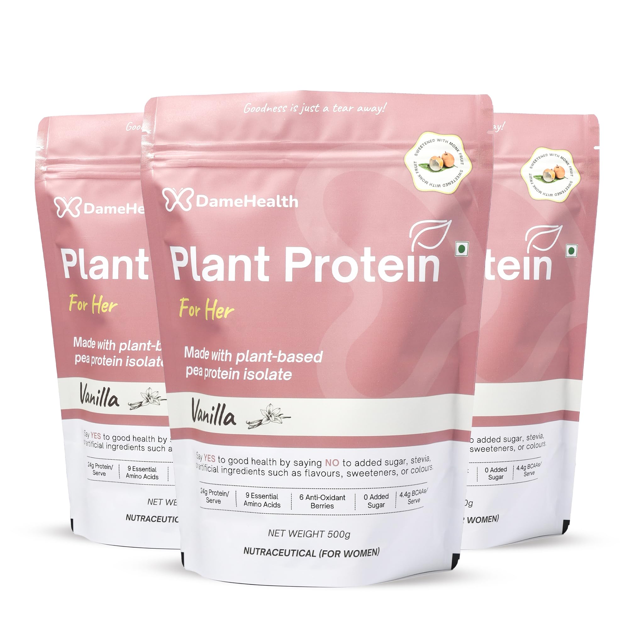 [BRSRA2T5OV6W2GY6] Women’s Plant Protein | 24g Protein per Serve | 500g | Real Vanilla Flavor | Vegan Pea Protein Isolate | No Bloating, Easy to Digest | 6 Natural Antioxidants | Safe | Sweetened with Monk Fruit | For the Everyday Woman
