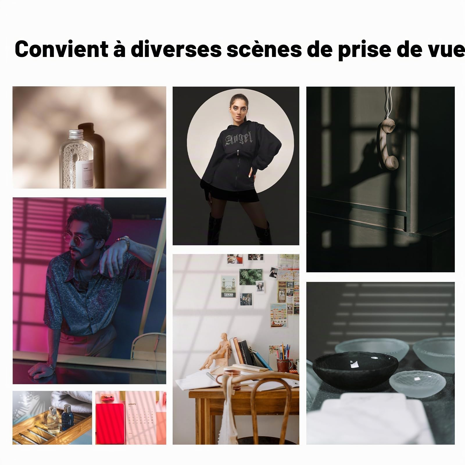 Projecteur de gobos Bowens Mount Snoot avec Volets à 4 Lames, 30 gobos et 5 filtres de Couleur, Compatible avec Aputure Amaran 60D/100D/150C/300C/Storm 400X, Godox SL60, etc. (Max Extend)